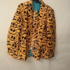 Hot Topic Orange and Black Skull Blazer